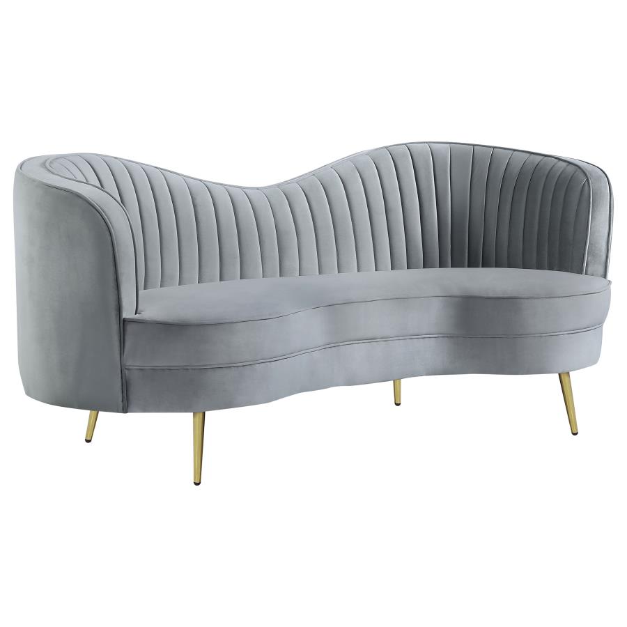 Sophia 2-piece Upholstered Channel Tufted Sofa Set Grey view 7