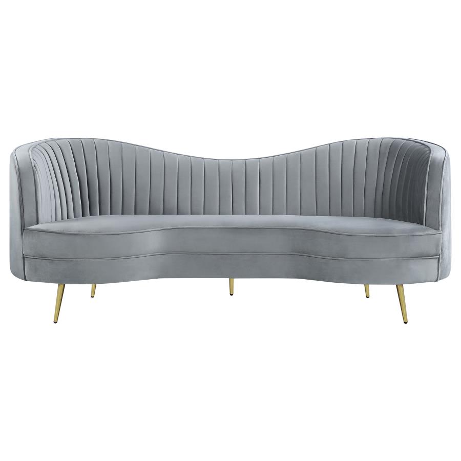 Sophia Upholstered Channel Tufted Sofa Grey view 3