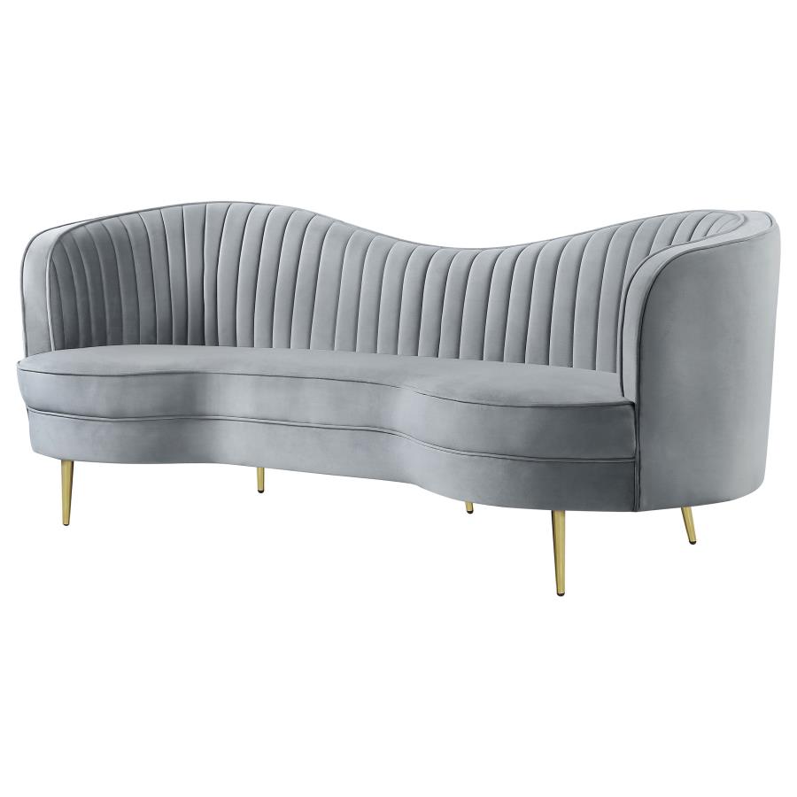 Sophia Upholstered Channel Tufted Sofa Grey view 4
