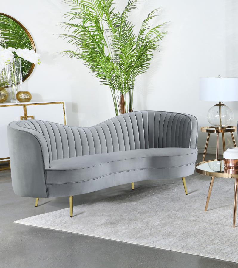 Sophia Upholstered Channel Tufted Loveseat Grey view 2