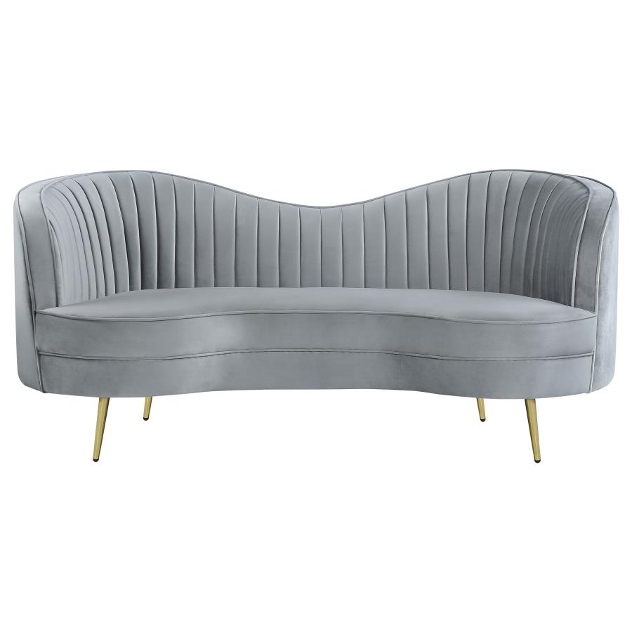 Sophia Upholstered Channel Tufted Loveseat Grey view 3