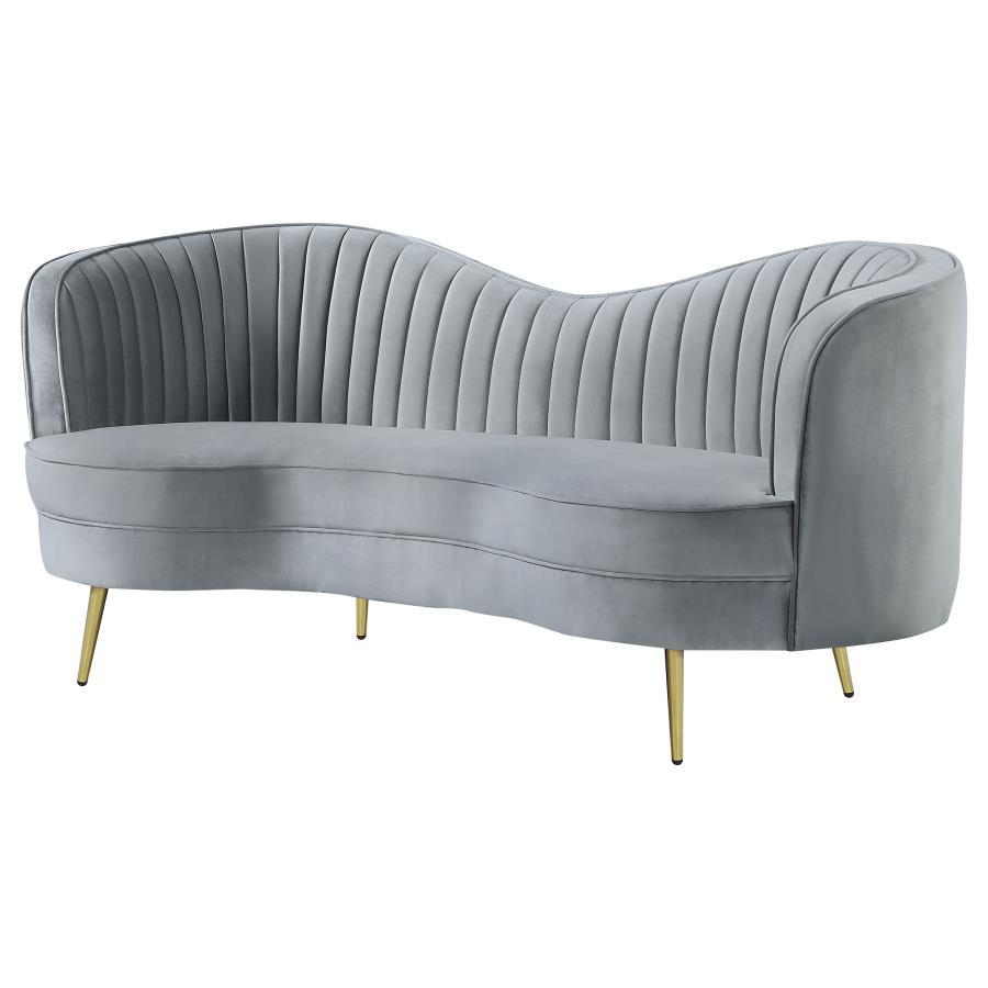 Sophia Upholstered Channel Tufted Loveseat Grey view 4
