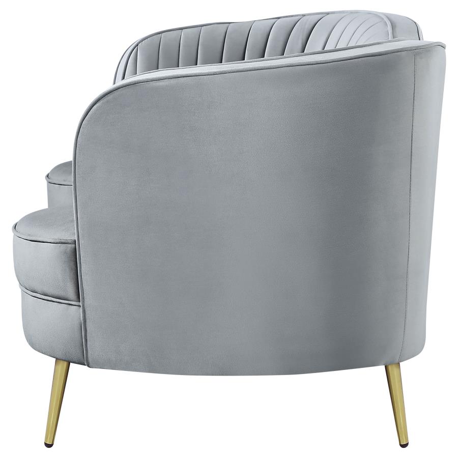 Sophia Upholstered Channel Tufted Loveseat Grey view 5