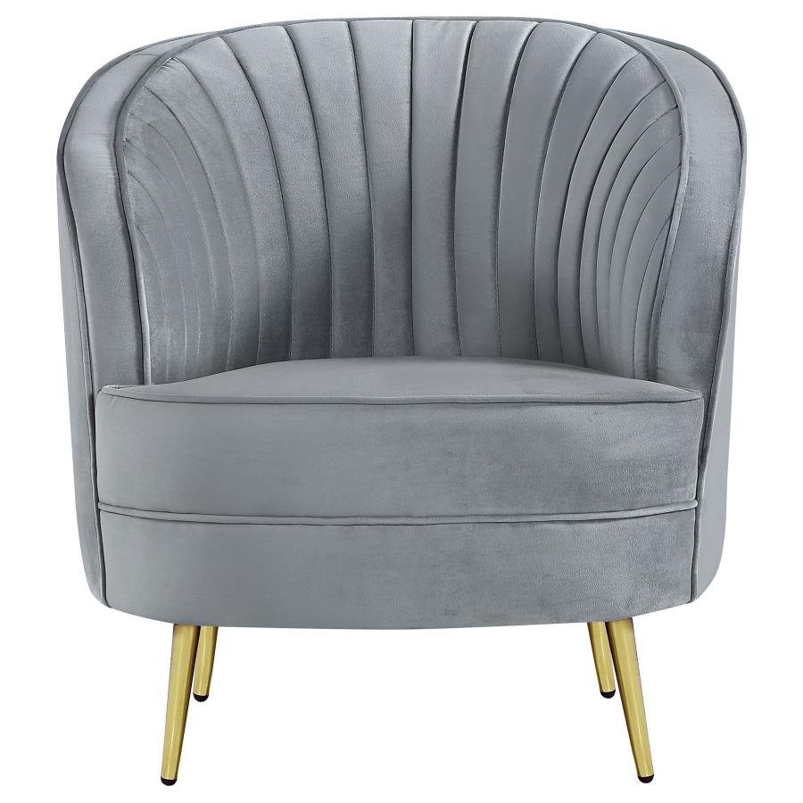 Sophia Upholstered Channel Tufted Barrel Accent Chair Grey view 3