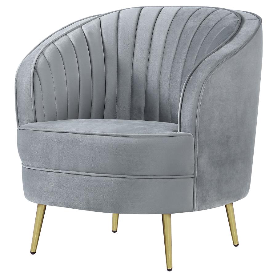 Sophia Upholstered Channel Tufted Barrel Accent Chair Grey view 4