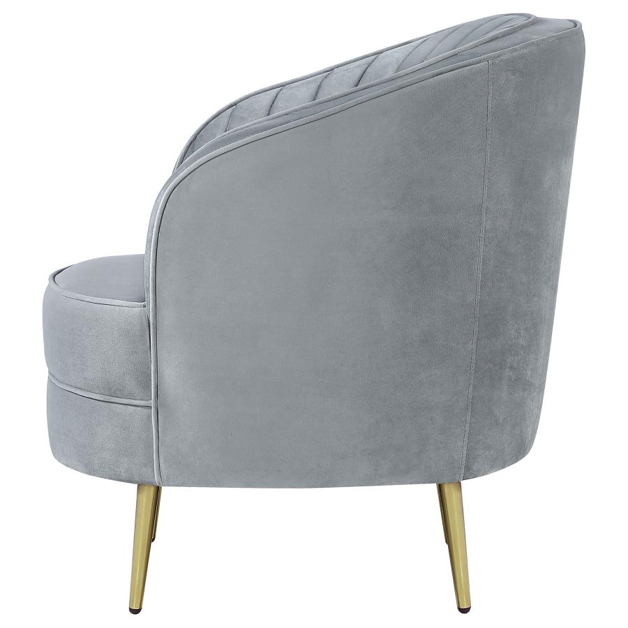 Sophia Upholstered Channel Tufted Barrel Accent Chair Grey view 5