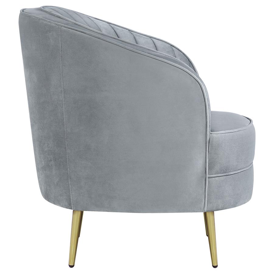 Sophia Upholstered Channel Tufted Barrel Accent Chair Grey view 7