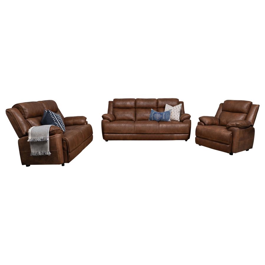 Ellington 3-piece Upholstered Padded Arm Sofa Set Dark Brown view 2
