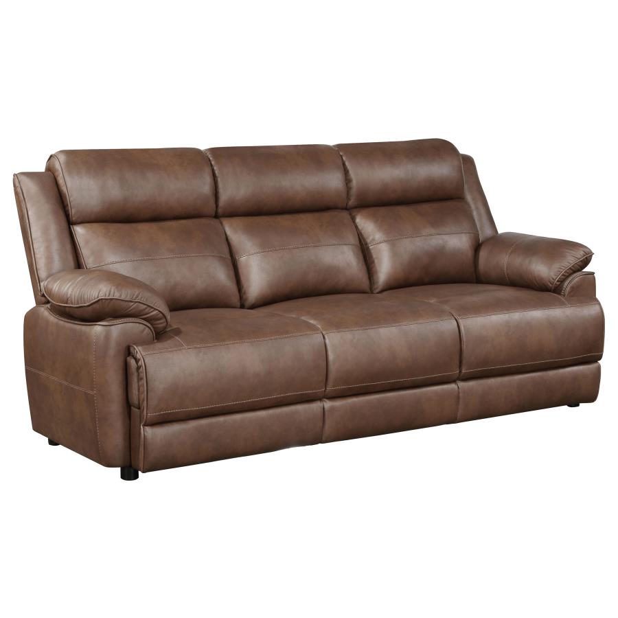Ellington 3-piece Upholstered Padded Arm Sofa Set Dark Brown view 3