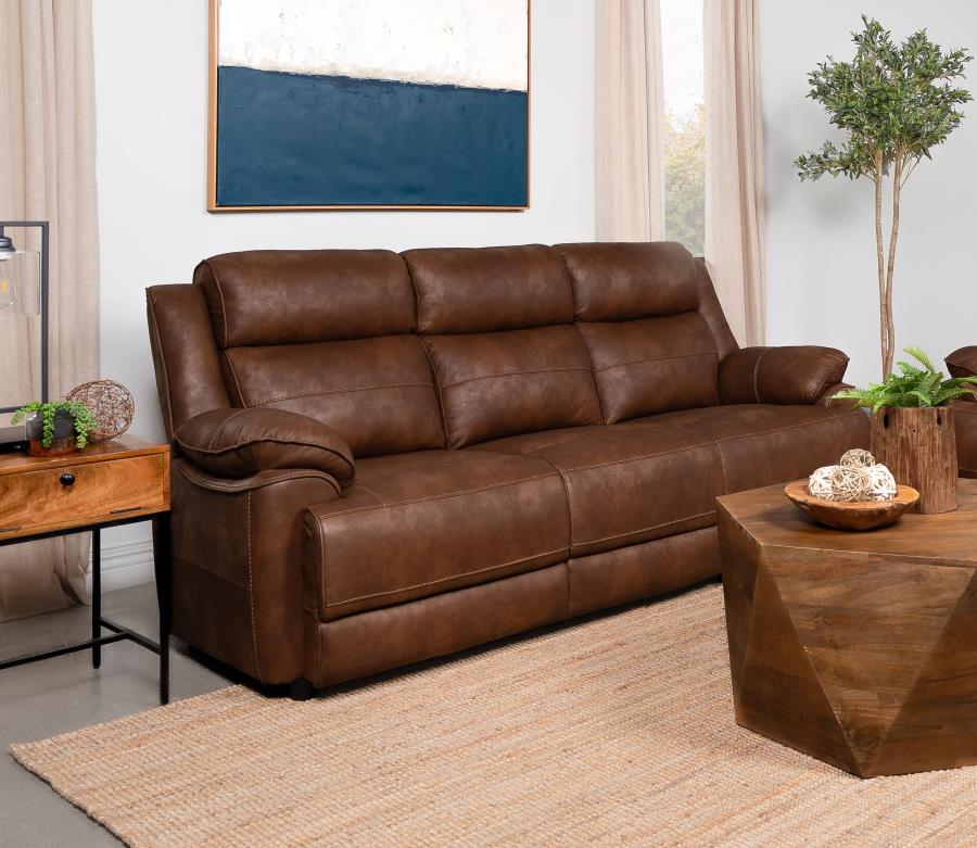 Ellington Upholstered Padded Arm Sofa Dark Brown view 2