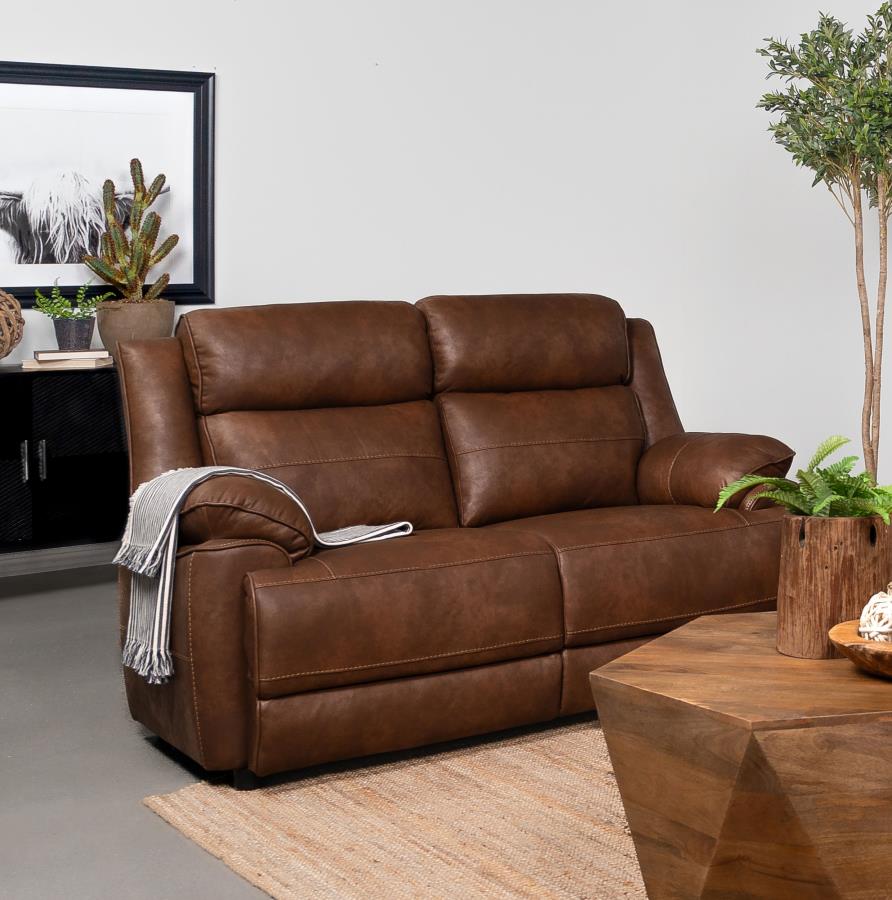 Ellington Upholstered Padded Arm Loveseat Dark Brown view 2