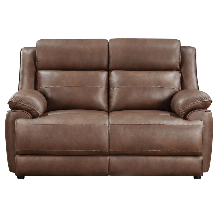 Ellington Upholstered Padded Arm Loveseat Dark Brown view 3