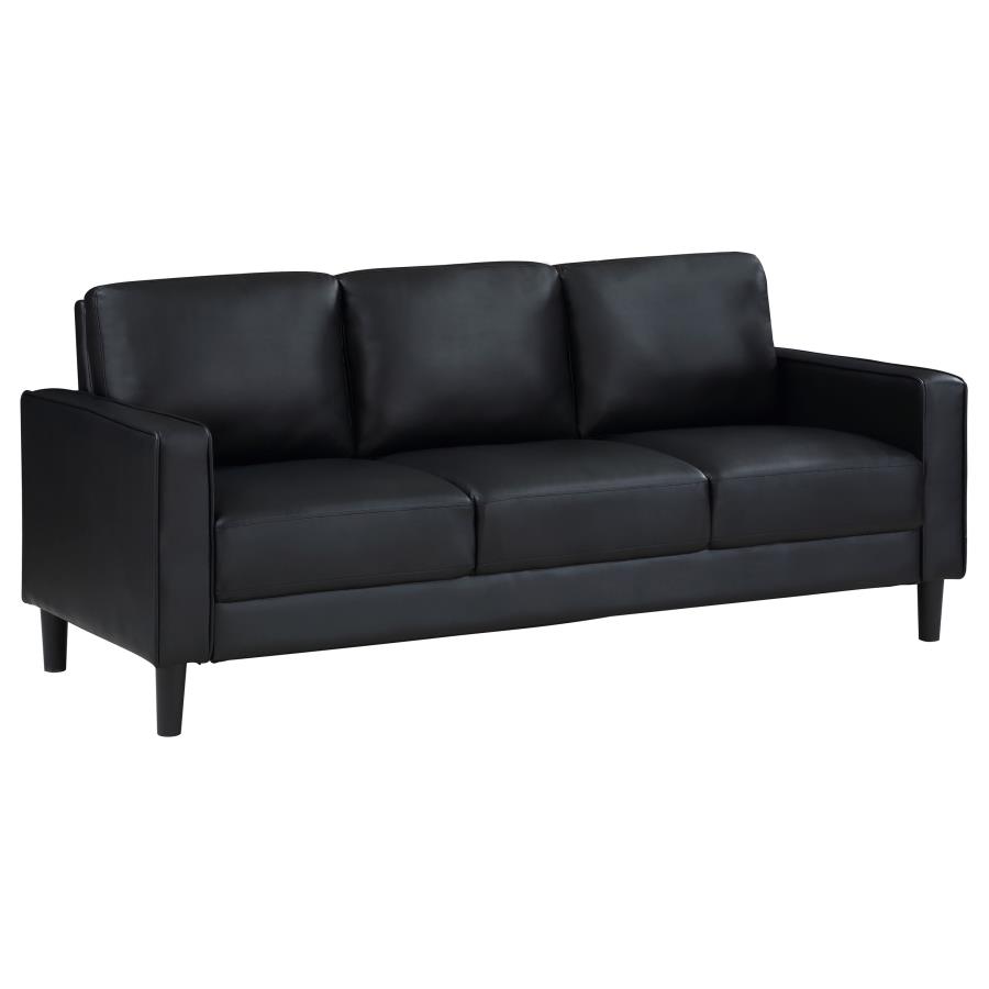 Ruth 2-piece Upholstered Track Arm Sofa Set Black view 3