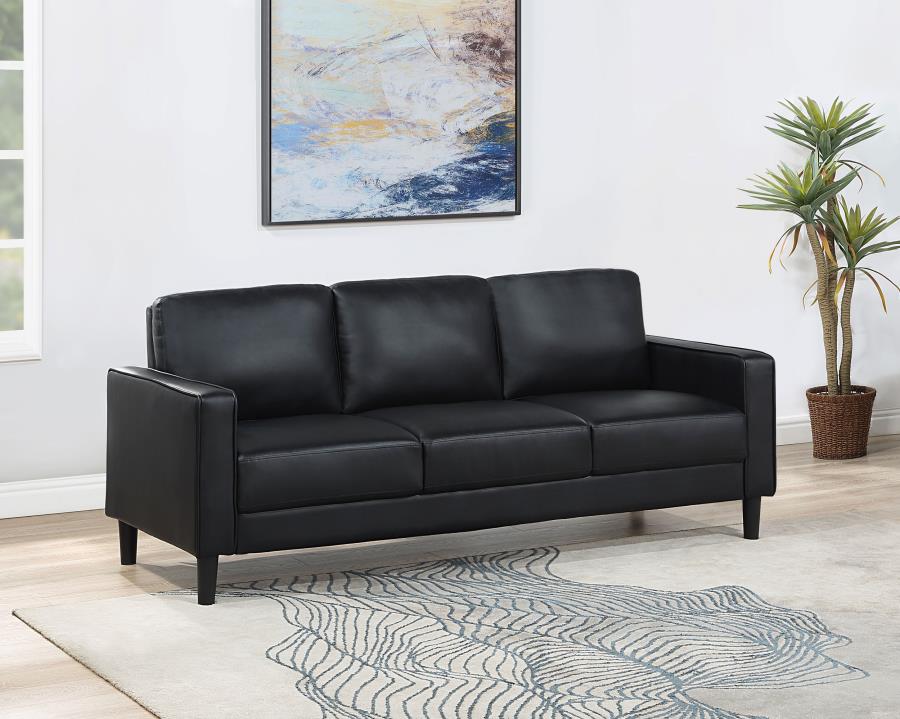 Ruth Upholstered Track Arm Sofa Black view 2