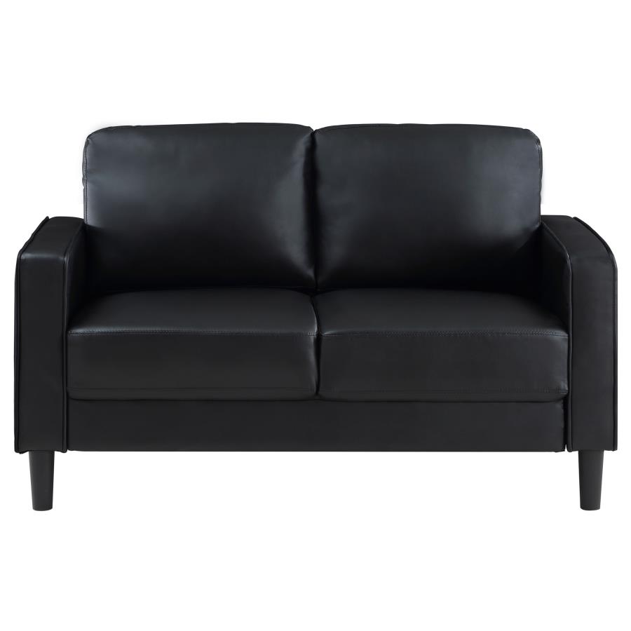 Ruth Upholstered Track Arm Loveseat Black view 3
