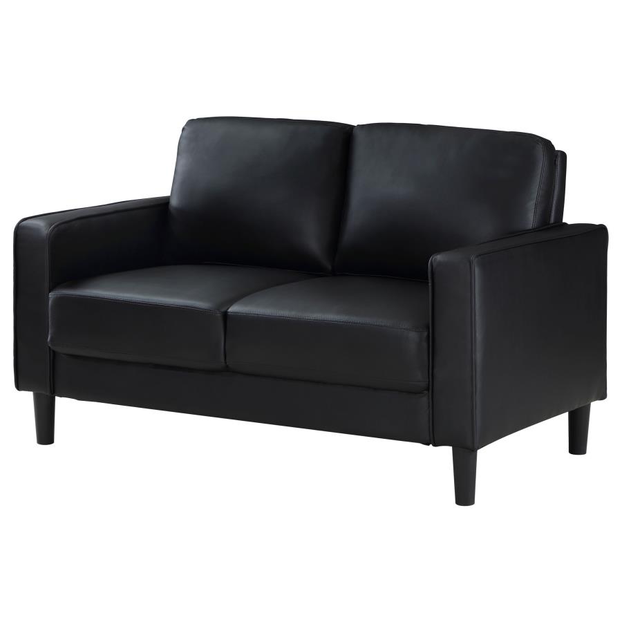Ruth Upholstered Track Arm Loveseat Black view 4