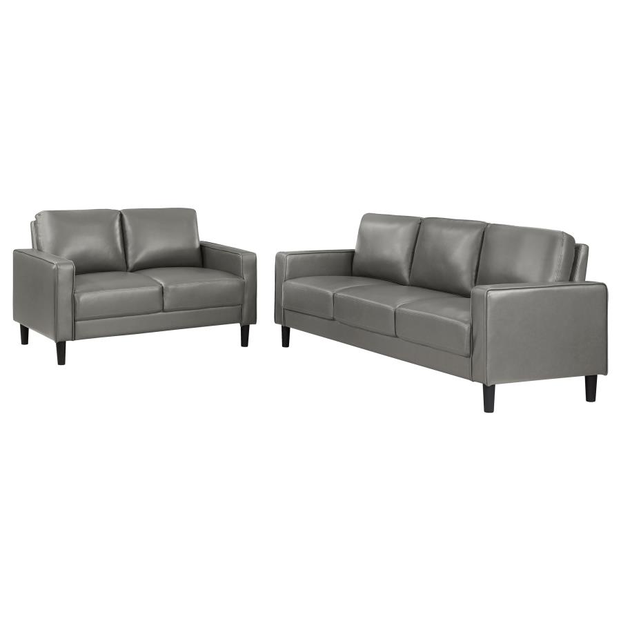 Ruth 2-piece Upholstered Track Arm Sofa Set Grey view 2