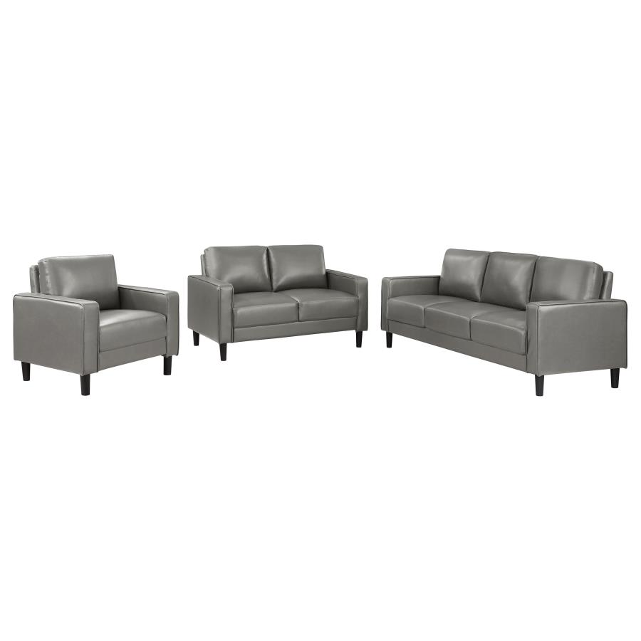 Ruth 3-piece Upholstered Track Arm Sofa Set Grey view 2