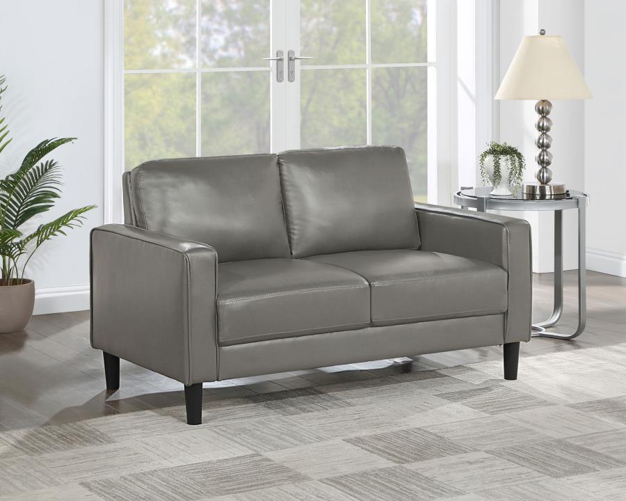 Ruth Upholstered Track Arm Loveseat Grey view 2