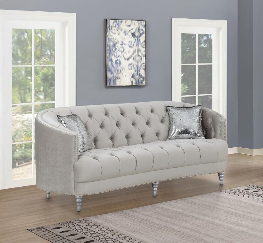Avonlea Upholstered Sloped Arm Sofa Grey Velvet view 2