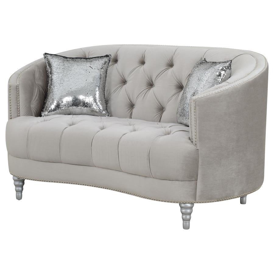 Avonlea Upholstered Sloped Arm Loveseat Grey Velvet view 4