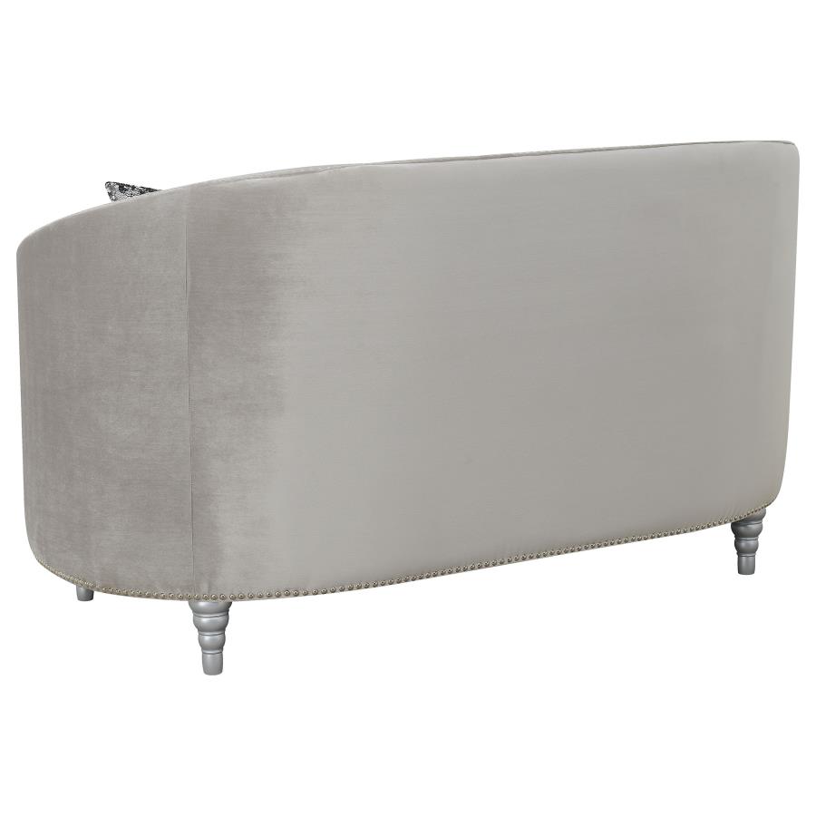 Avonlea Upholstered Sloped Arm Loveseat Grey Velvet view 6