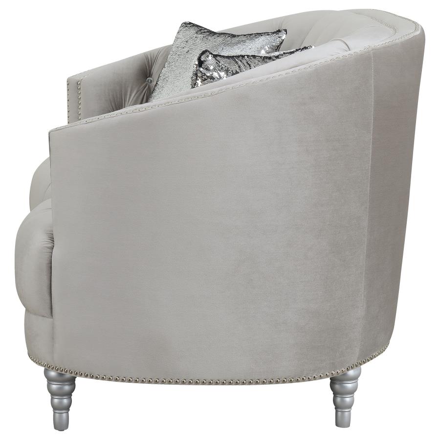 Avonlea Upholstered Sloped Arm Loveseat Grey Velvet view 5