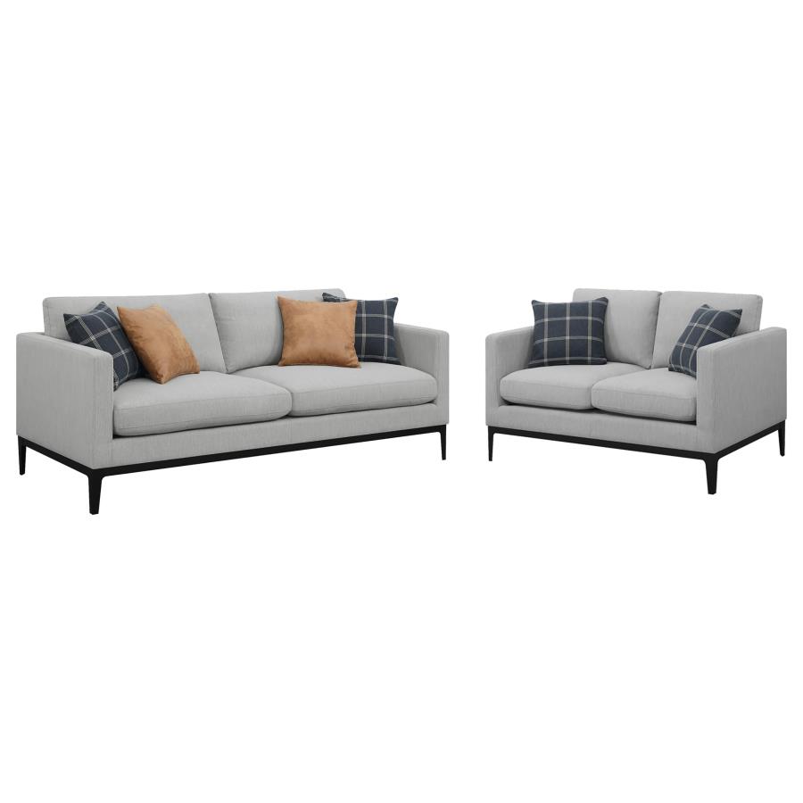 Apperson 2-piece Upholstered Track Arm Sofa Set Light Grey view 2