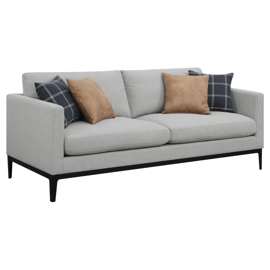Apperson 2-piece Upholstered Track Arm Sofa Set Light Grey view 3