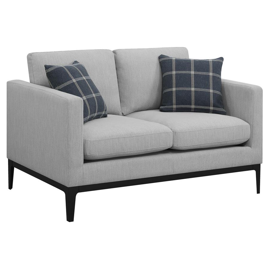 Apperson 3-piece Upholstered Track Arm Sofa Set Light Grey view 6