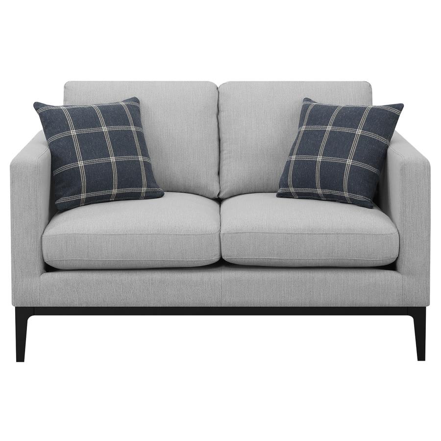Apperson 3-piece Upholstered Track Arm Sofa Set Light Grey view 7