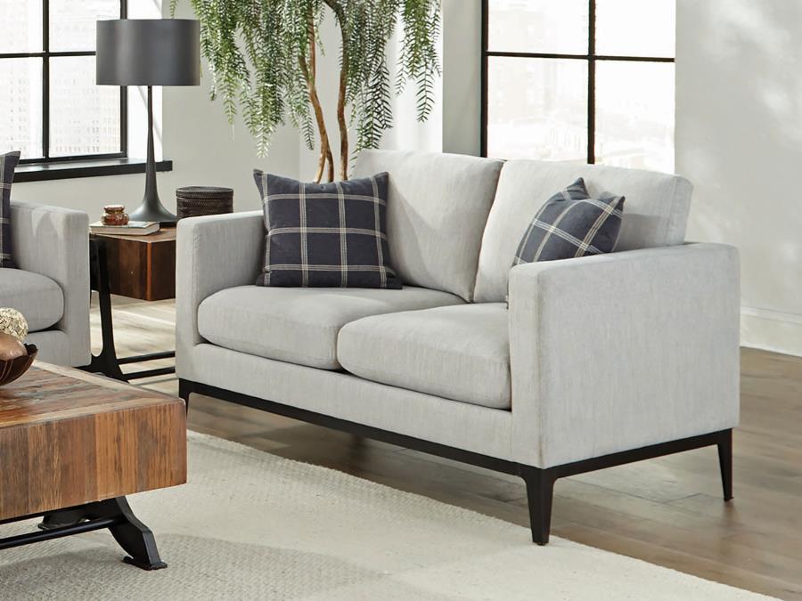 Apperson Upholstered Track Arm Loveseat Light Grey view 2