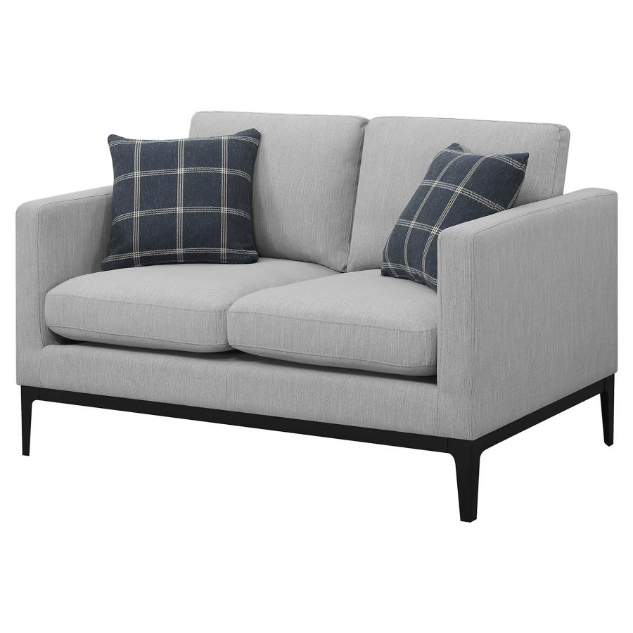 Apperson Upholstered Track Arm Loveseat Light Grey view 4