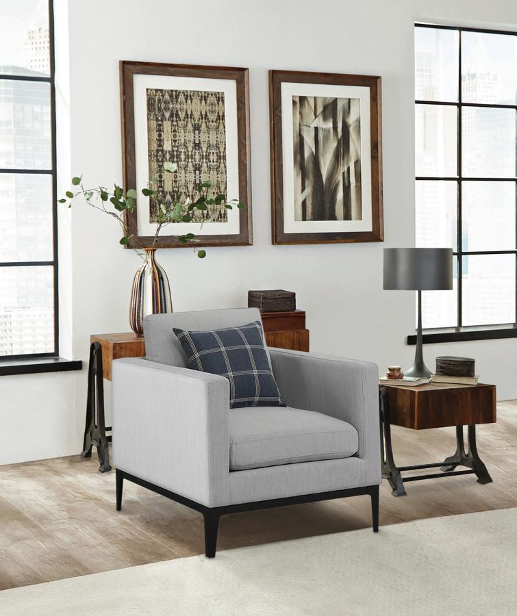 Apperson Upholstered Track Arm Accent Chair Light Grey view 2