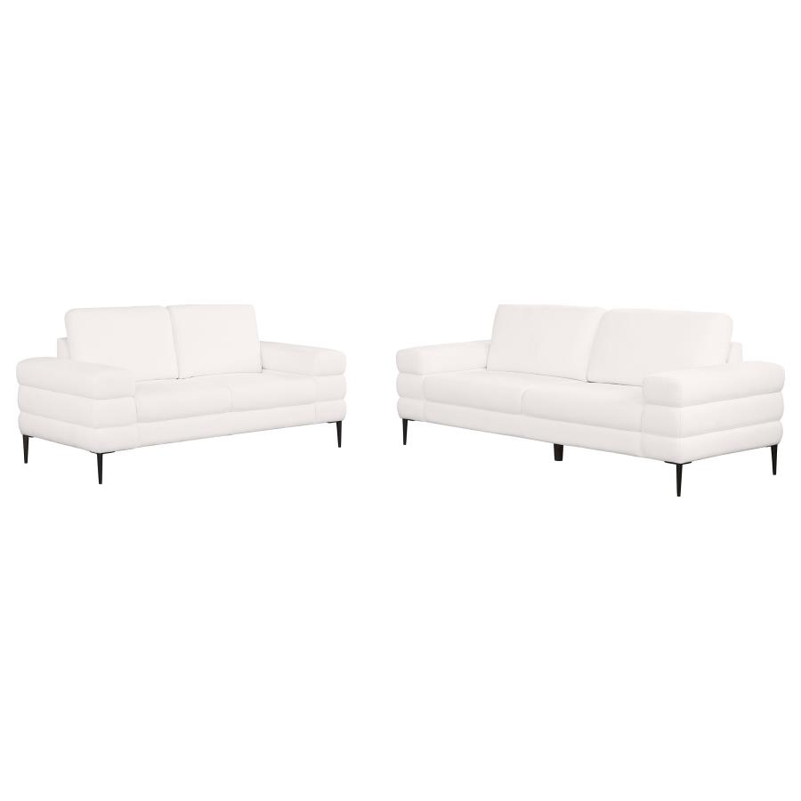 Jessel 2-piece Chenille Upholstered Sofa Set Ivory view 2