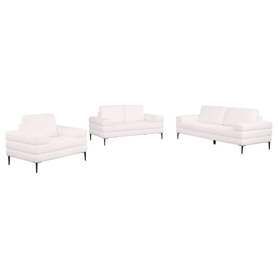 Jessel 3-piece Chenille Upholstered Sofa Set Ivory view 2
