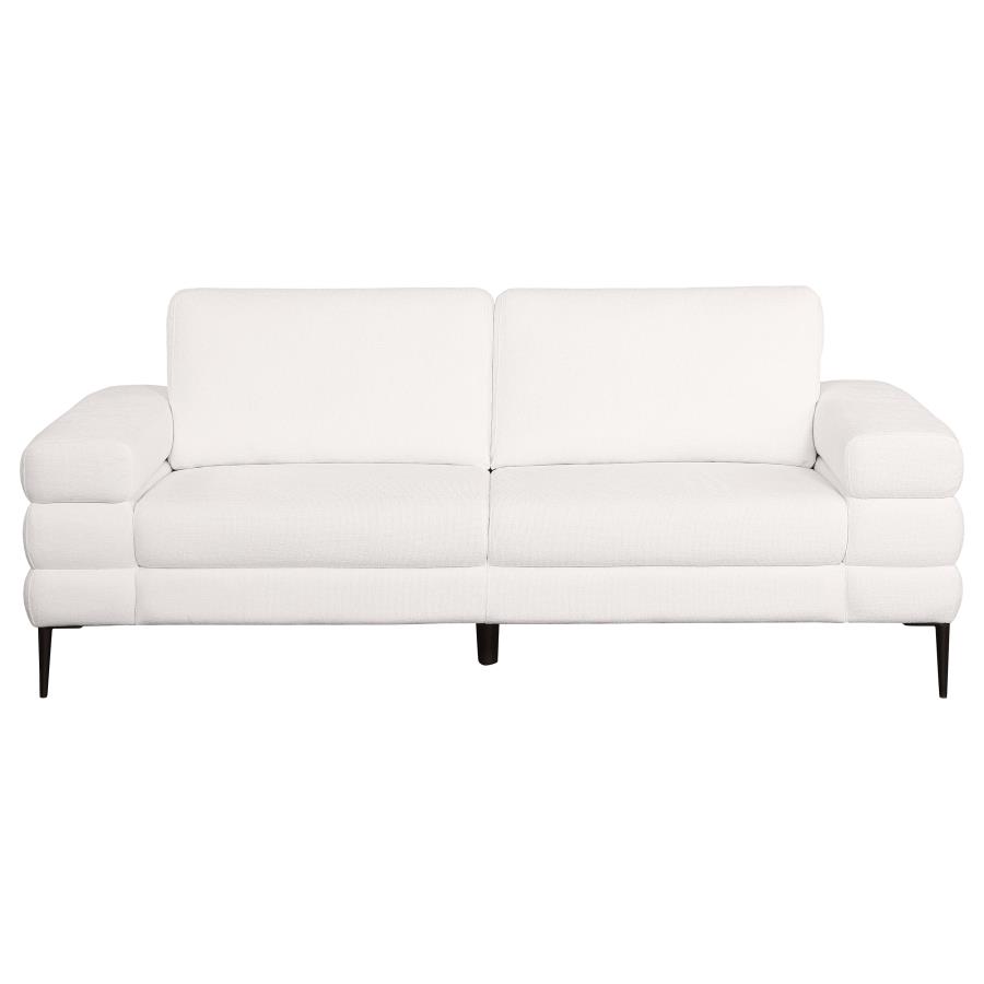 Jessel Chenille Upholstered Track Arm Sofa Ivory view 3