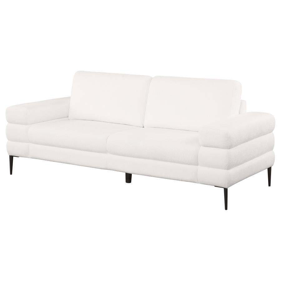 Jessel Chenille Upholstered Track Arm Sofa Ivory view 4