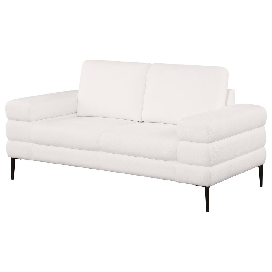 Jessel Chenille Upholstered Track Arm Loveseat Ivory view 4