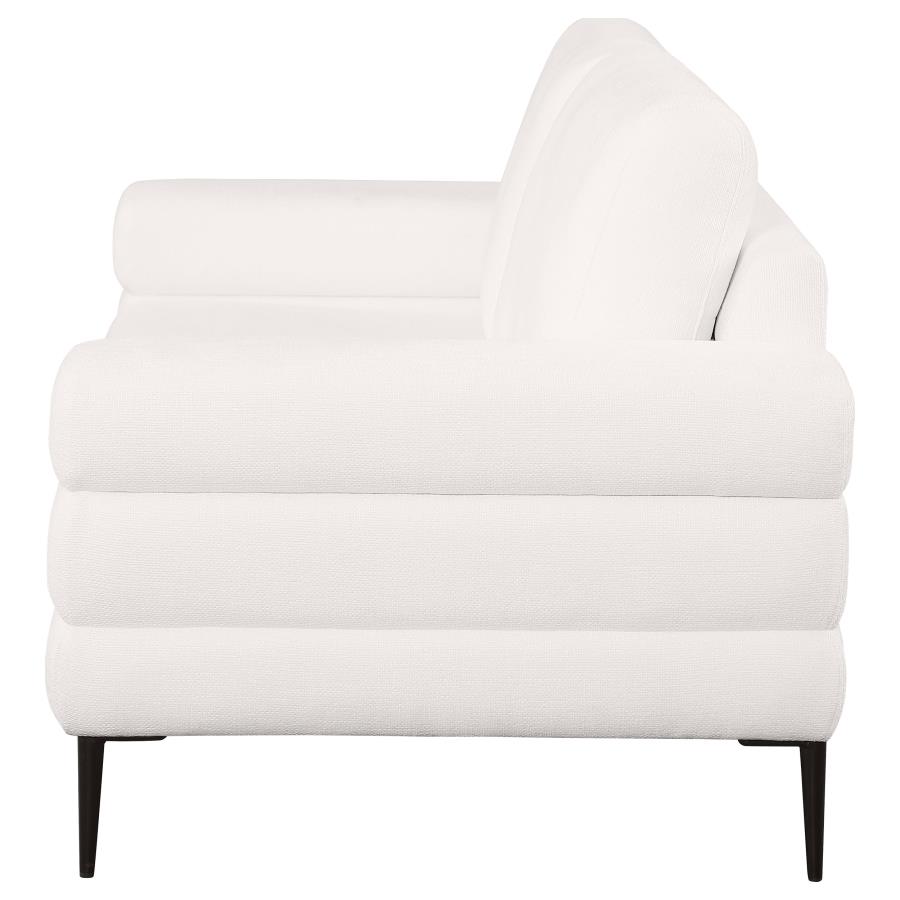 Jessel Chenille Upholstered Track Arm Loveseat Ivory view 5