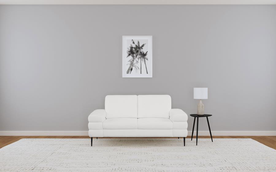 Jessel Chenille Upholstered Track Arm Loveseat Ivory view 2