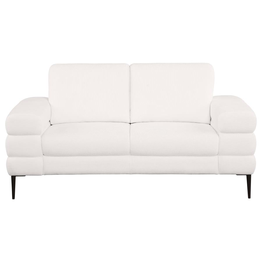 Jessel Chenille Upholstered Track Arm Loveseat Ivory view 3