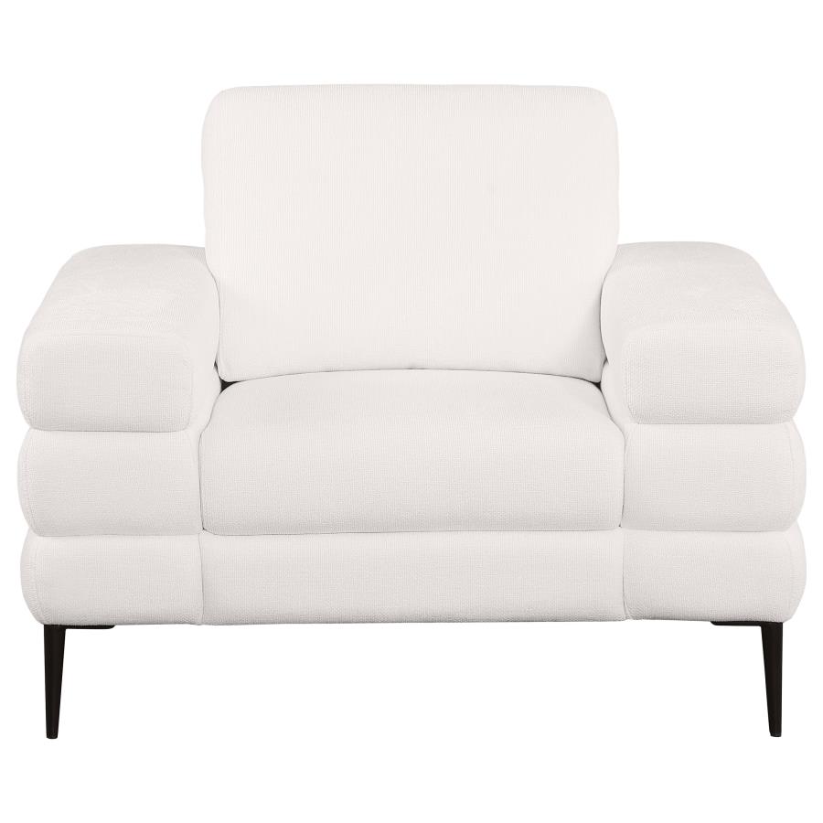 Jessel Chenille Upholstered Track Arm Chair Ivory view 3
