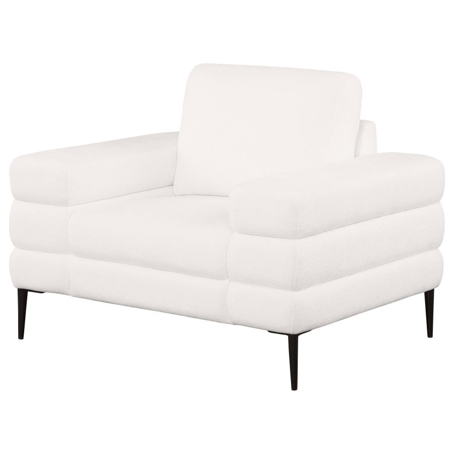 Jessel Chenille Upholstered Track Arm Chair Ivory view 4