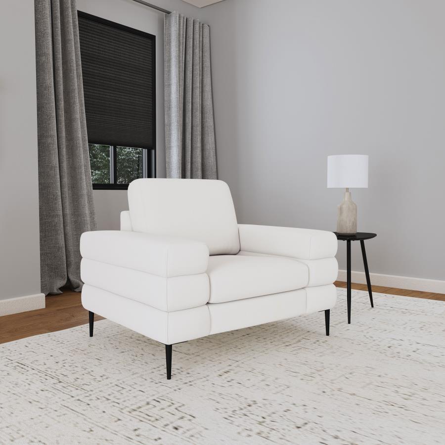 Jessel Chenille Upholstered Track Arm Chair Ivory view 2