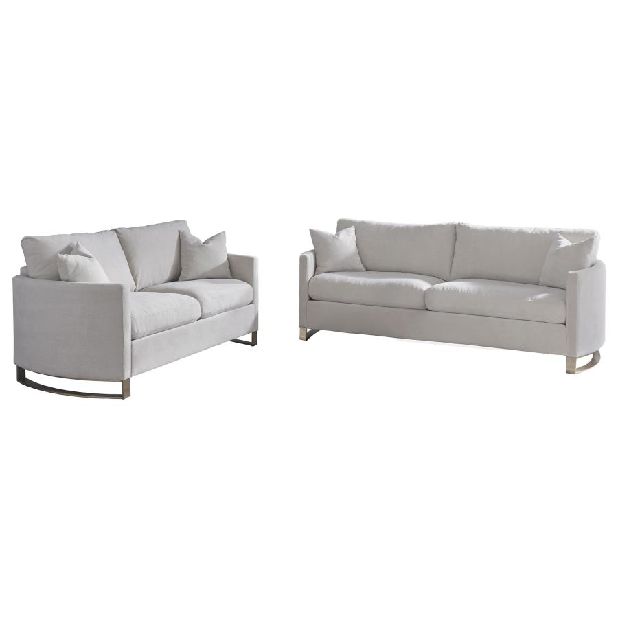 Corliss 2-piece Upholstered Arched Arm Sofa Set Beige view 2
