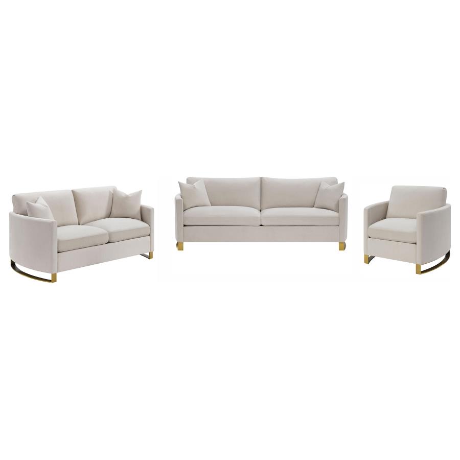 Corliss 3-piece Upholstered Arched Arm Sofa Set Beige view 2
