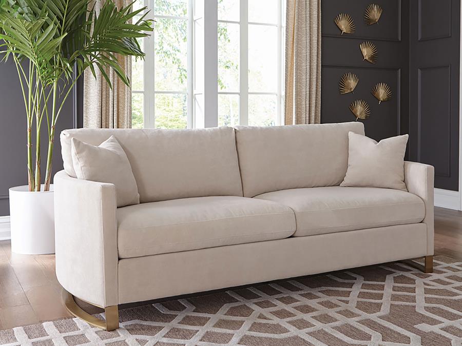 Corliss Upholstered Curved Track Arm Sofa Beige view 2