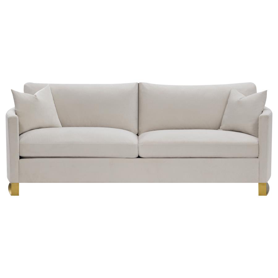 Corliss Upholstered Curved Track Arm Sofa Beige view 3