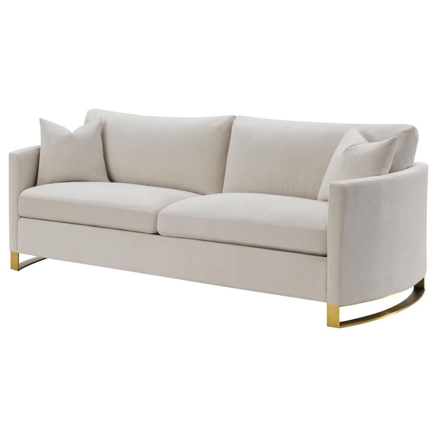 Corliss Upholstered Curved Track Arm Sofa Beige view 4